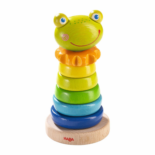 HABA Steckspiel Frosch, 8-tlg., Stapelspiel, Sortierspiel, Holzspielzeug, 302915