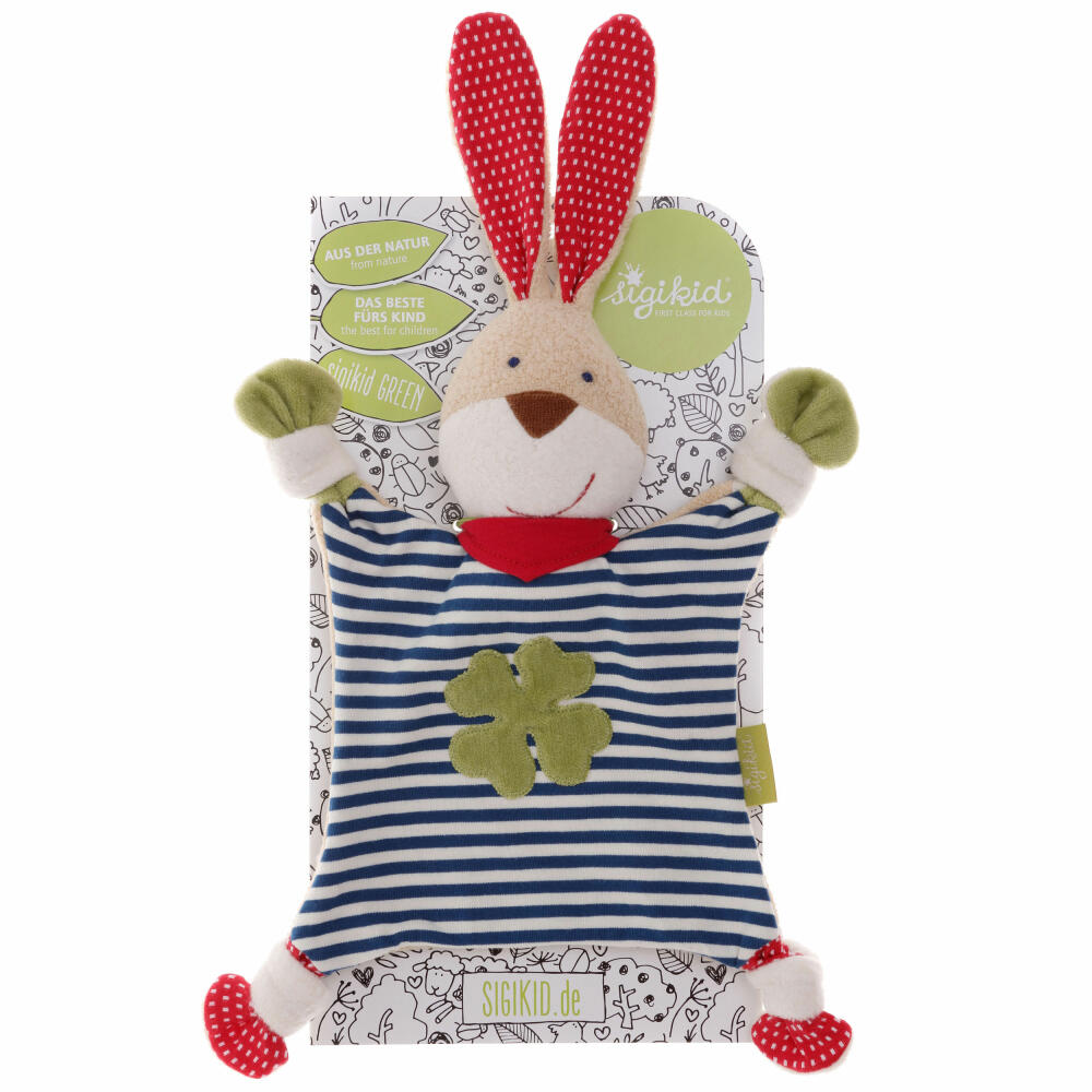 sigikid Green Collection Schnuffeltuch Hase, Schmusetuch, Kuscheltuch, Babytuch, Schnuffel Tuch, Babyspielzeug, Baby Spielzeug, kbA Baumwolle, Blau, 40504