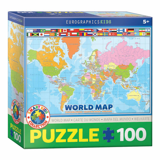 Eurographics Puzzle Weltkarte, Kinderpuzzle, 100 Teile, 48 x 33 cm, 6100-1271