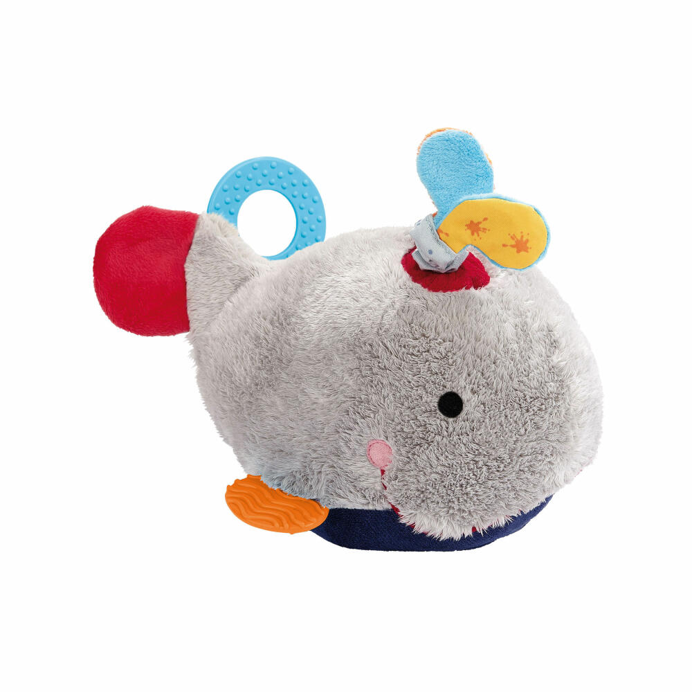 sigikid PlayQ Aktiv-Wal, Vibrationrassel, Vibrations Rassel, Beißring, Plüschtier, Babyspielzeug, Baby Spielzeug, Polyester, 40907
