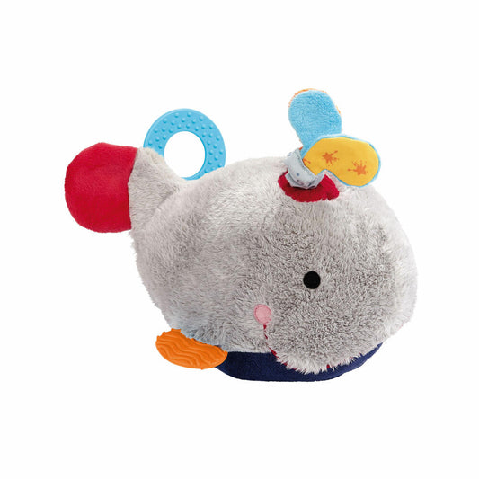 sigikid PlayQ Aktiv-Wal, Vibrationrassel, Vibrations Rassel, Beißring, Plüschtier, Babyspielzeug, Baby Spielzeug, Polyester, 40907