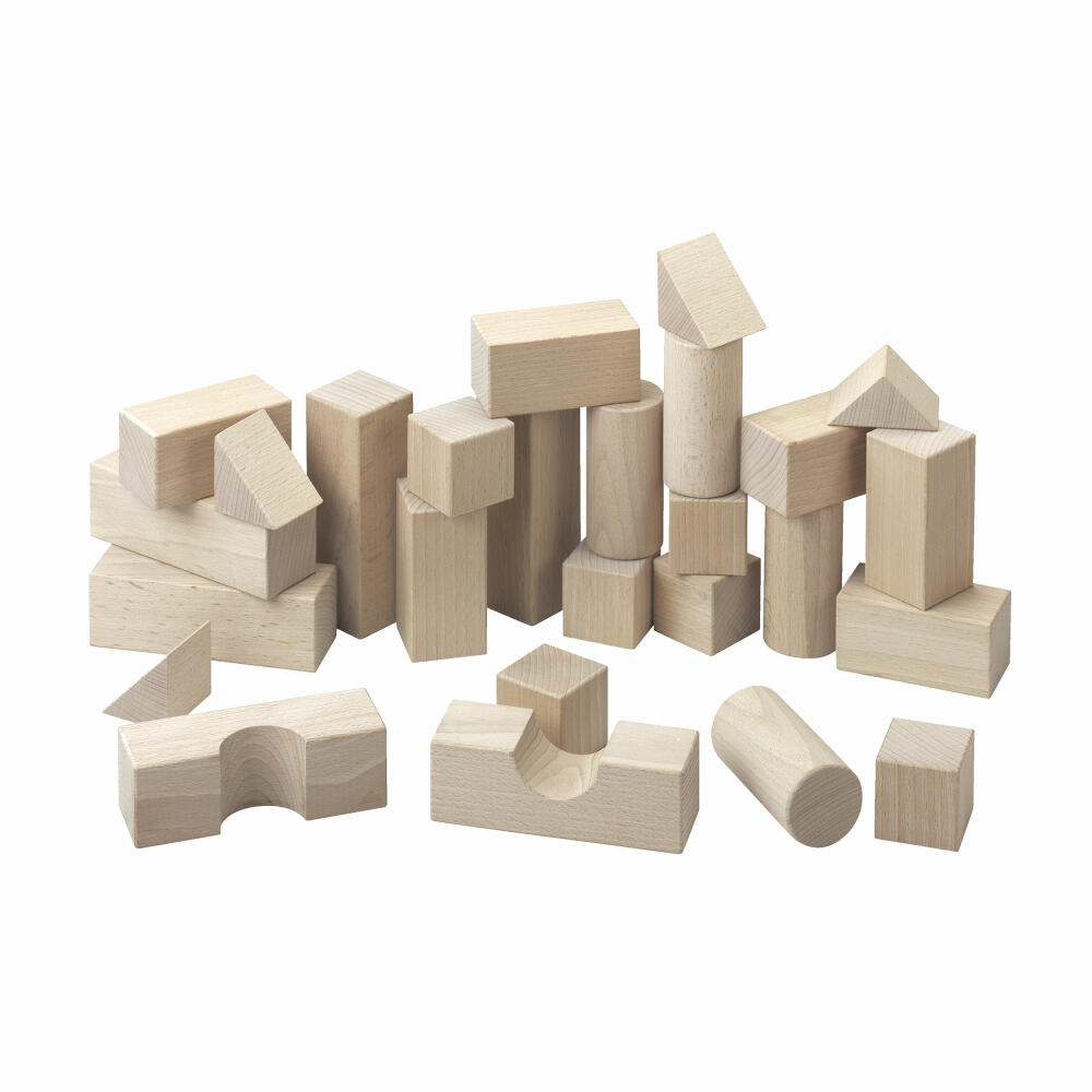 HABA Basic Building Blocks Basic Pack, 26 pcs., Building Blocks, Wooden Building Blocks, Building Bricks, Toys, 1071
