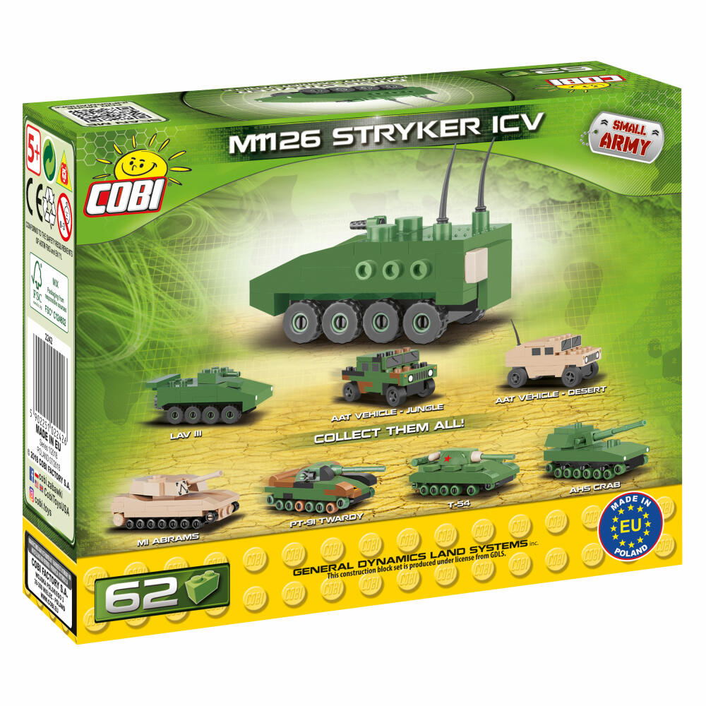 COBI World War 2 M1126 Stryker ICV, Fahrzeug, Militär, Soldaten, Figur, Konstruktionsbausteine, 62 Teile, 2242