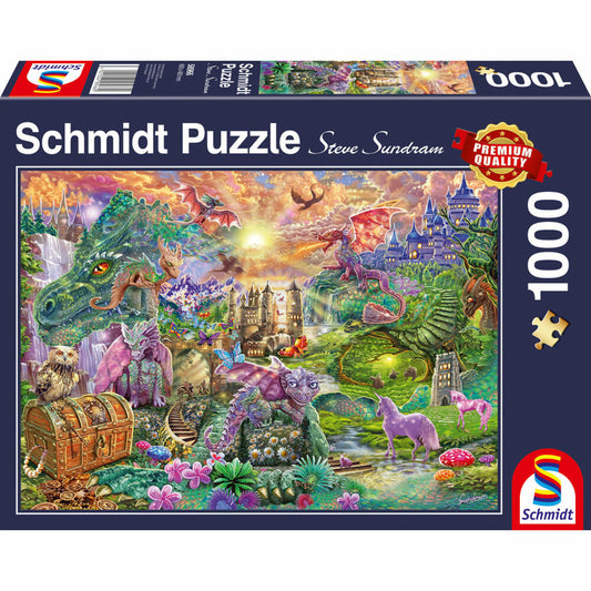 Schmidt Spiele Verzaubertes Drachenland, Standard Puzzle, Erwachsenenpuzzle, 1000 Teile, 58966