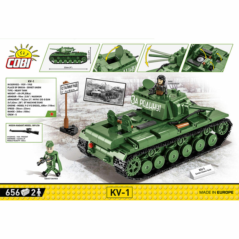 Cobi Klemmbausteinset KV-1 Kampfpanzer, World War 2, Panzer, Spielzeug, 656 Teile, 2555