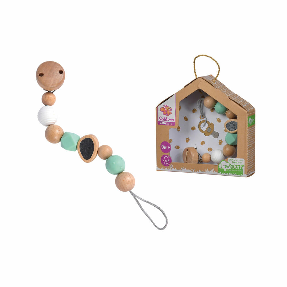Eichhorn Baby Pure Schnullerkette, mit Clip, Schnuller Kette, Schnullerband, Baby, ab 0 Monaten, Holz, 100005700