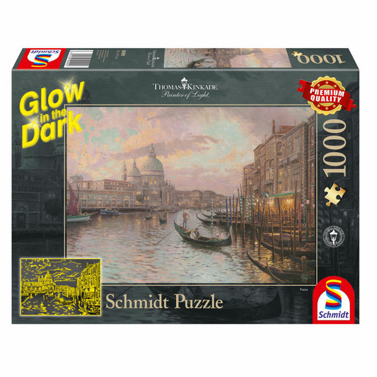 Schmidt Spiele Thomas Kinkade In the Streets of Venice Glow In The Dark, 1000 pieces, adult puzzle, puzzle, jigsaw puzzle, 59499