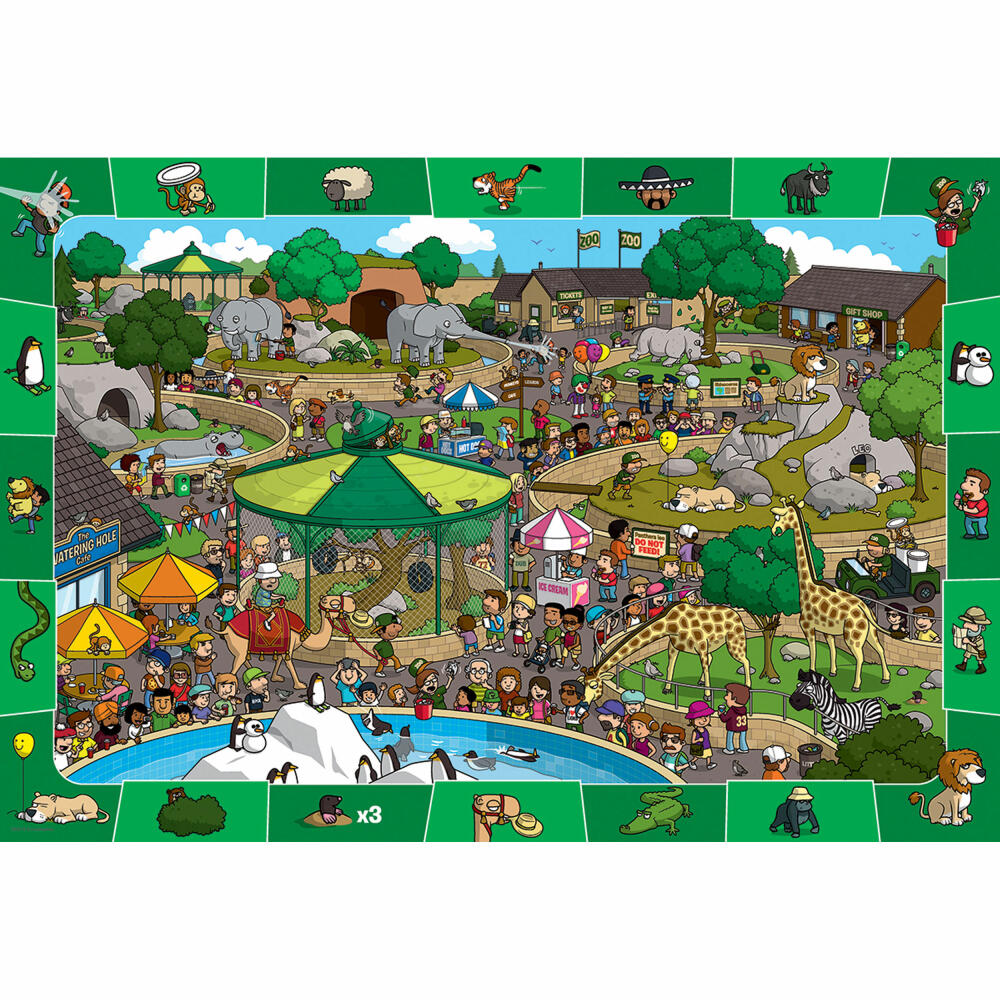 Eurographics Puzzle A Day at the Zoo - Search &amp; Find, 100 pieces, 48 ​​x 33 cm, 6100-0542