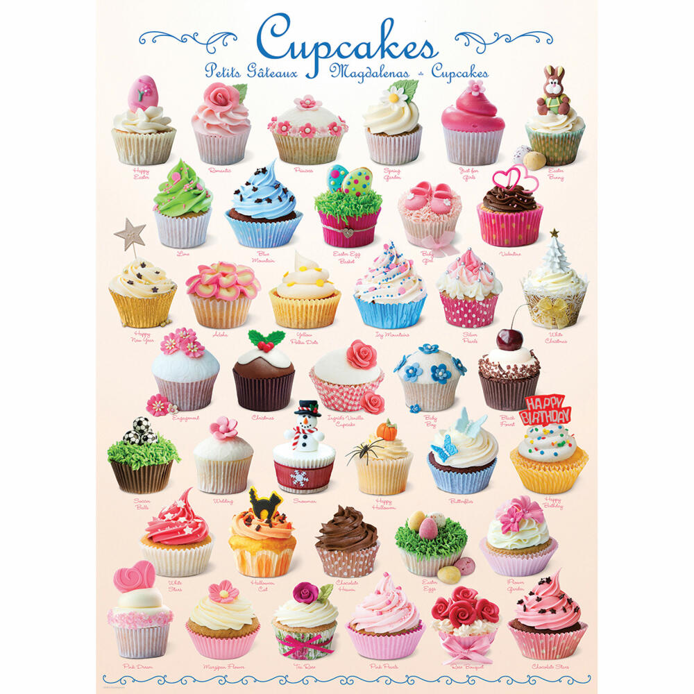 Eurographics Puzzle Cupcakes, Tarts, Pastries, 1000 pieces, 68 x 48 cm, 6000-0409
