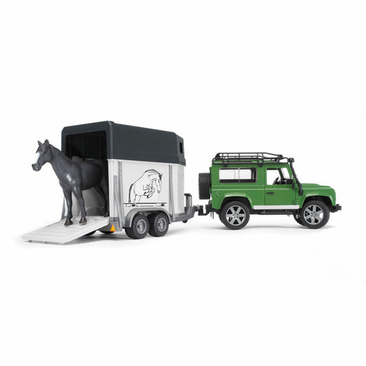 Bruder Leisure Land Rover Defender Station Wagon, with Horse Trailer and Horse, Model Vehicle, Model Vehicle, Toy, 02592