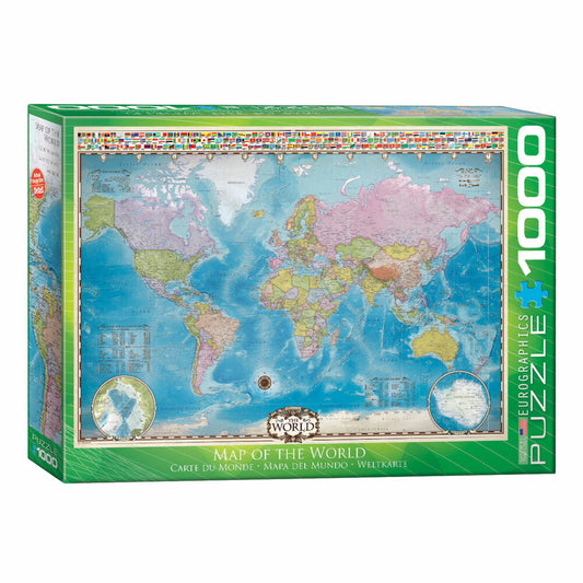 Eurographics Puzzle Weltkarte mit Flaggen, 1000 Teile, 68 x 48 cm, 6000-0557