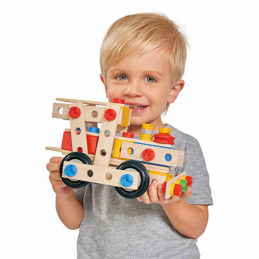 Eichhorn Constructor large locomotive set, 100 pcs., construction kit, building set, construction kit, children's toy, wood, 100039027