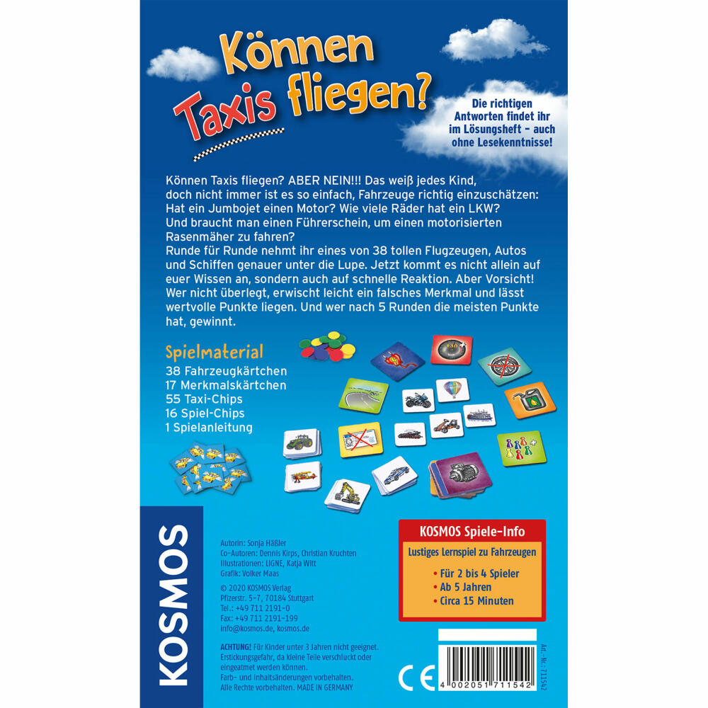 KOSMOS Können Taxis fliegen ?, Kartenspiel, Zuordnen, Lernen, Entdecken, Spielen, ab 5 Jahren, 711542