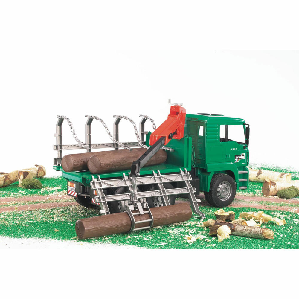 Bruder Construction Vehicles MAN TGA Timber Transport Truck, with Loading Crane, Model Vehicle, Model Vehicle, Toy, 02769