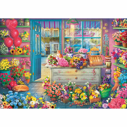 Schmidt Spiele Puzzle Bunter Blumenladen, Erwachsenenpuzzle, Standard, 1000 Teile, 59764