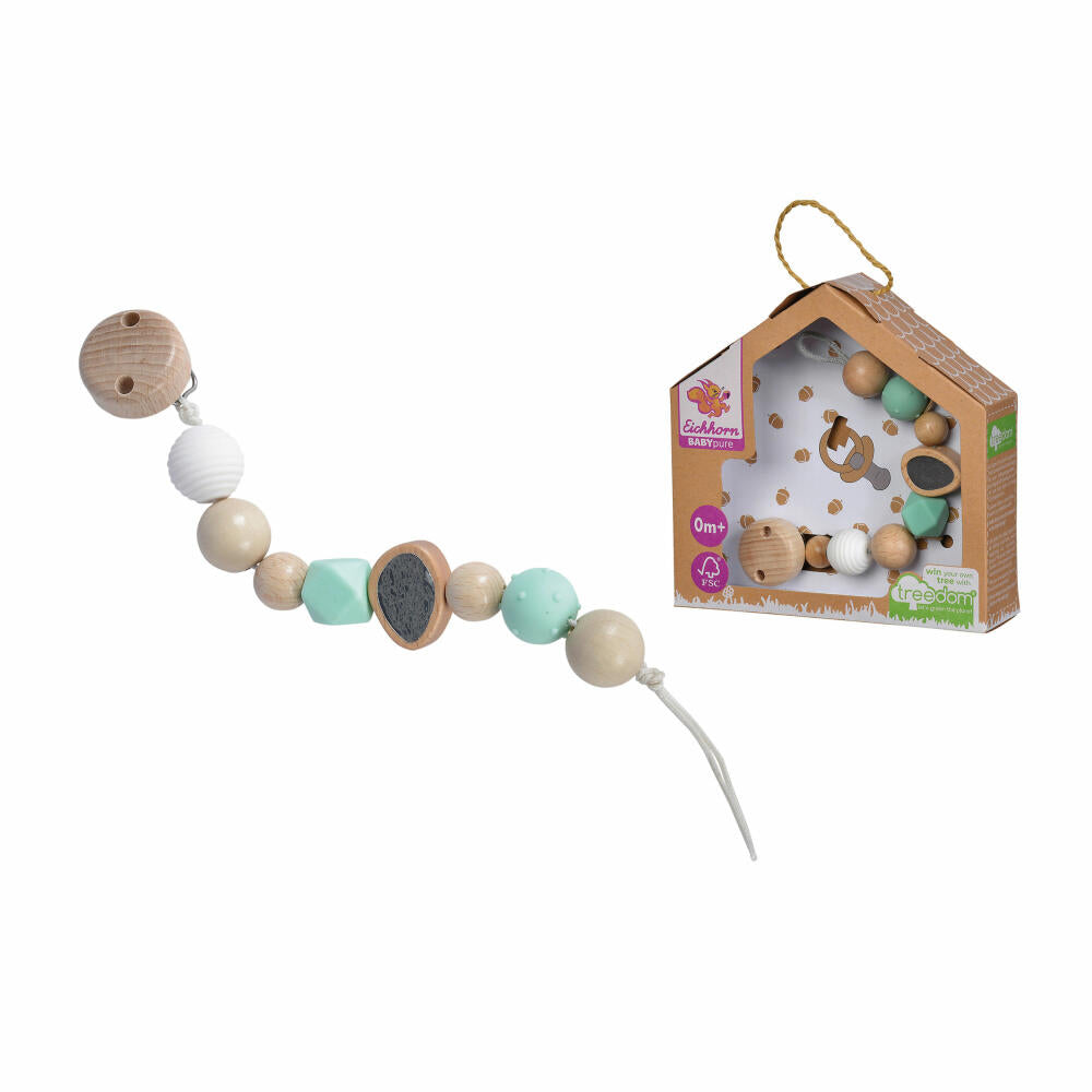 Eichhorn Baby Pure Schnullerkette, mit Clip, Schnuller Kette, Schnullerband, Baby, ab 0 Monaten, Holz, 100005700