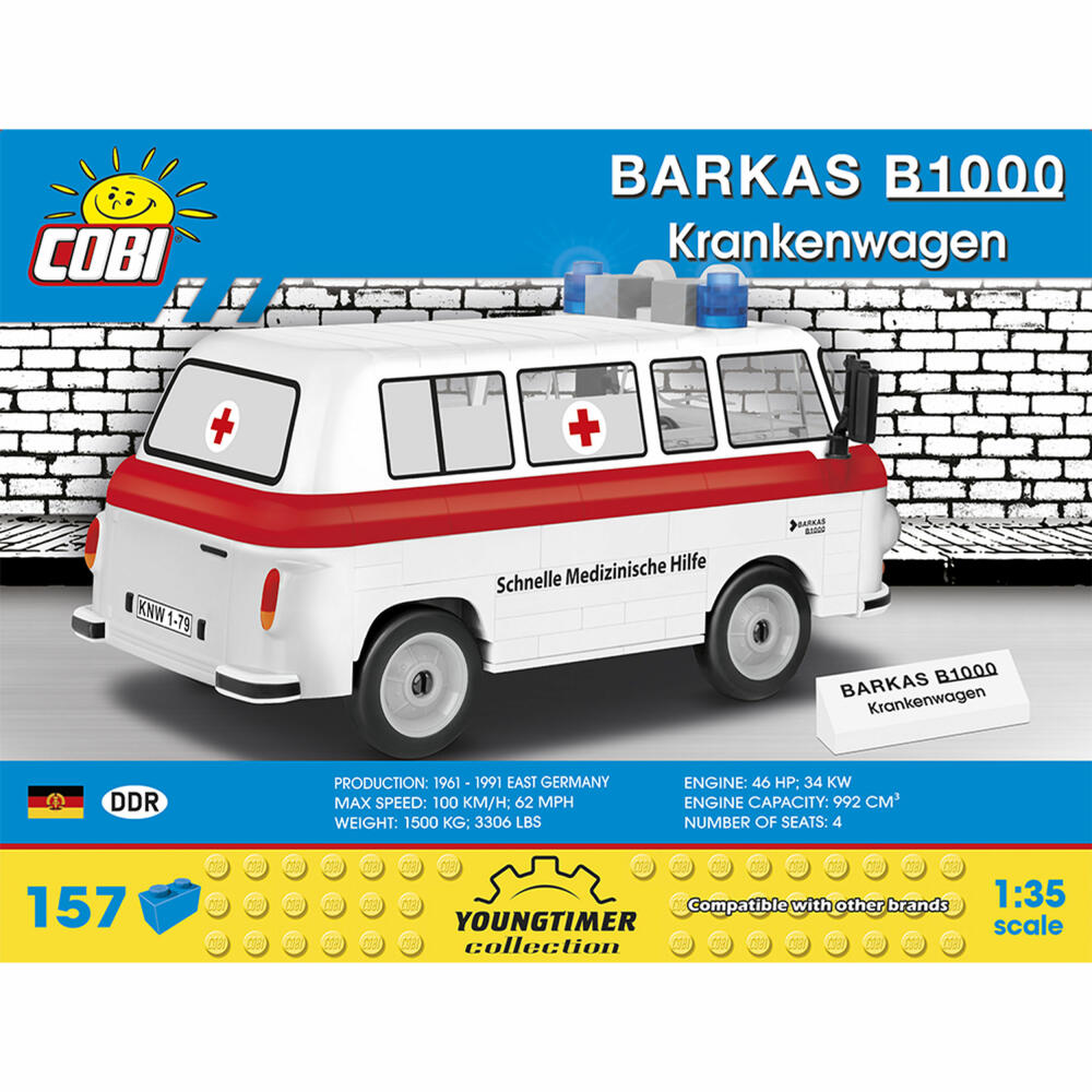 COBI Youngtimer Collection Barkas B1000 SMH3, Car, Vehicle, Collectible Cars, Toys, Games, Construction Blocks, Plastic, 215 Parts, 24595