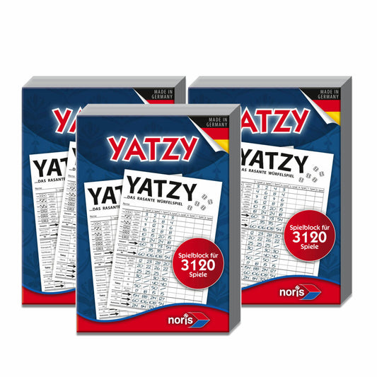 Noris Yatzy game block set of 3, notepad, dice block, Yatzee, for 3 x 3120 games