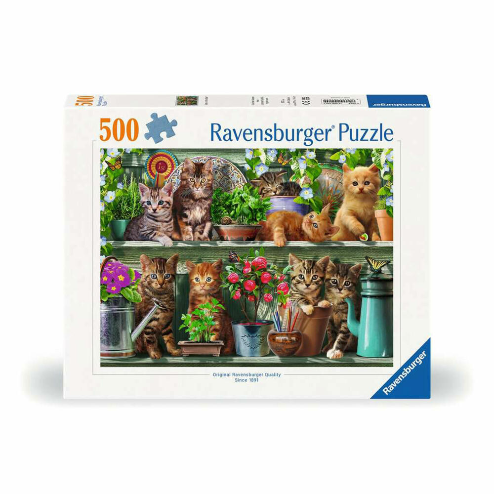 Ravensburger Puzzle Katzen im Regal, Erwachsenenpuzzle, 500 Teile, 12000205