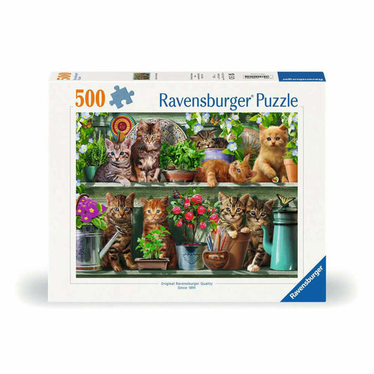 Ravensburger Puzzle Katzen im Regal, Erwachsenenpuzzle, 500 Teile, 12000205