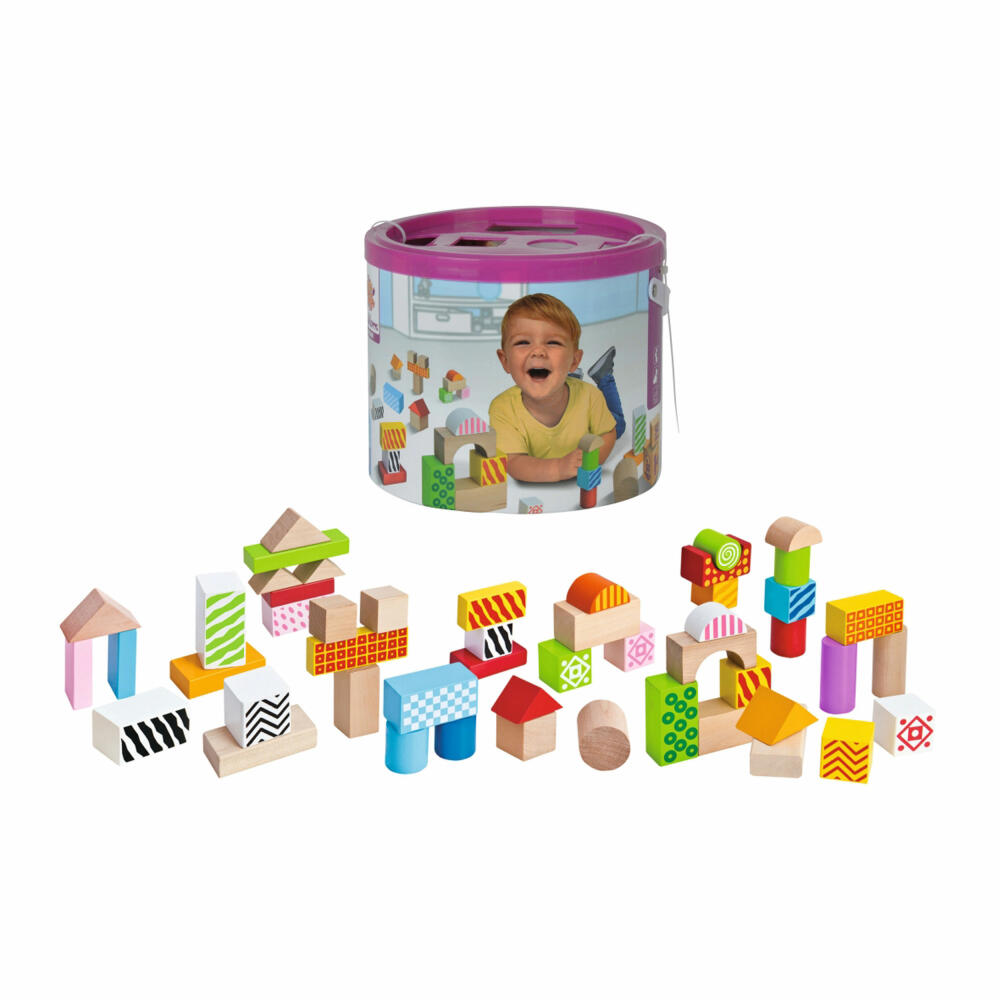 Eichhorn Color wooden building blocks, 50 pcs., building blocks, building bricks, wooden toys, wooden toys, colorful, 100002226