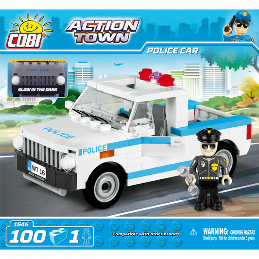 COBI Action Town Police Car, Polizeiauto, Polizist, Polizei, Fahrzeug, Spielzeug, Konstruktionsbausteine, 100 Teile, 1546
