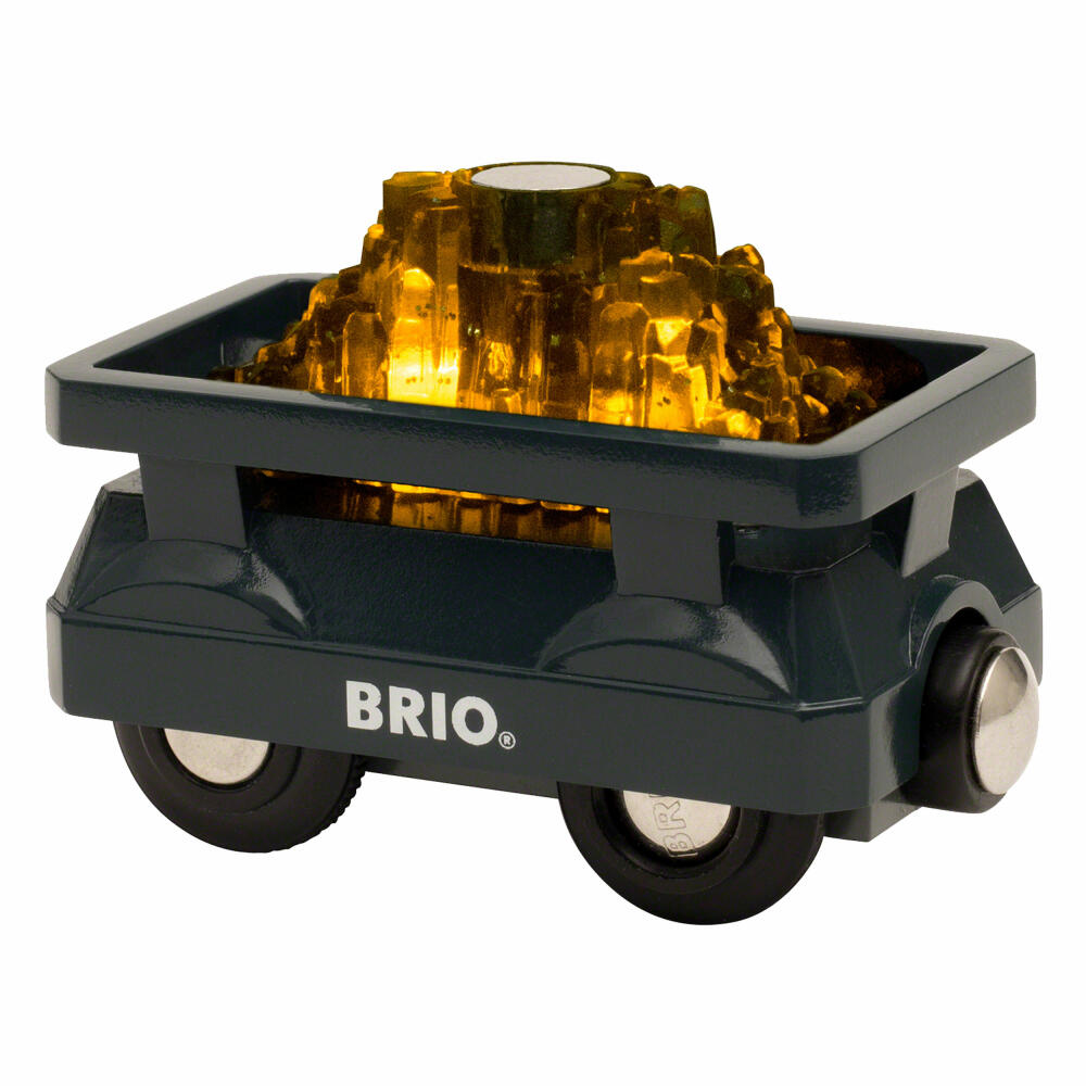 Brio Gold Wagon with Light, 2-piece, Gold Mine, Mine Wagon, Wooden Toy, Toy, 33896