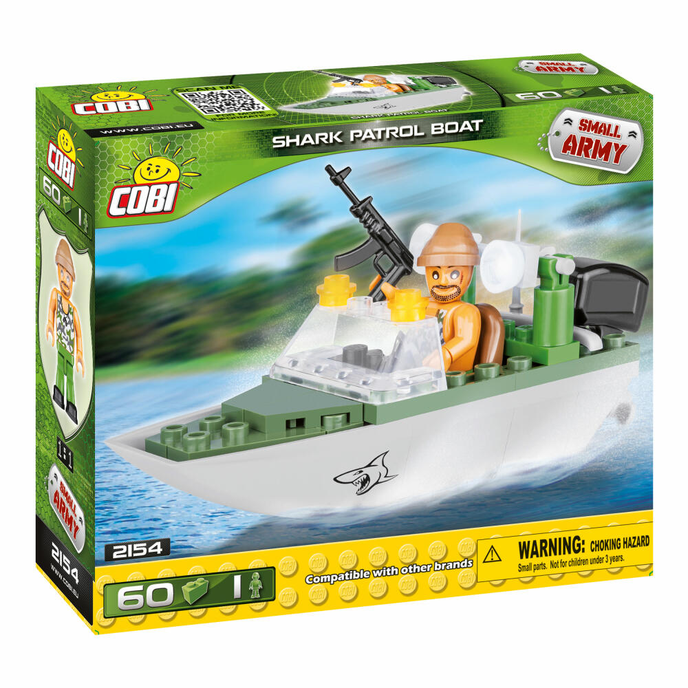 COBI Small Army Shark Patrol Boat, Militär, Soldaten, Schiff, Spielzeug, Konstruktionsbausteine, 60 Teile, 2154