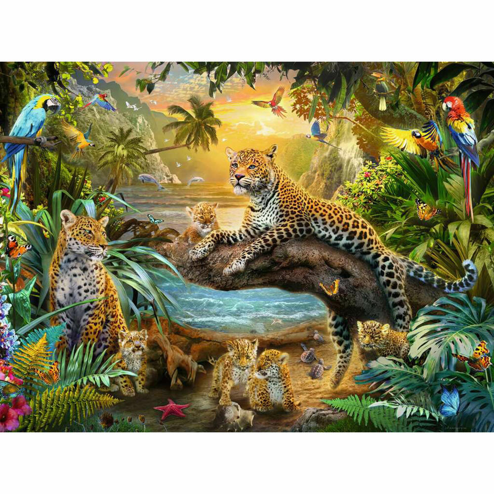 Ravensburger Puzzle Leopardenfamilie im Dschungel, Erwachsenenpuzzle, 1500 Teile, 12000738
