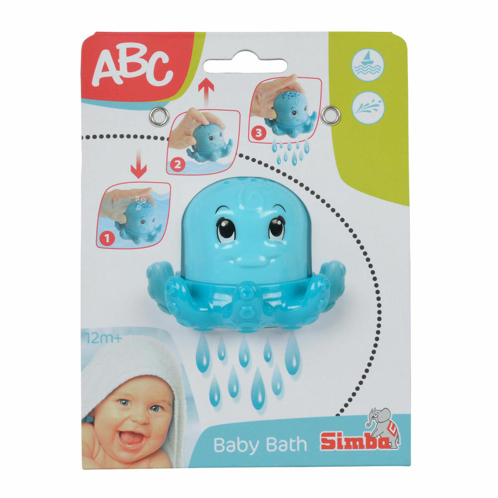 Simba ABC Badekrake, Kinder, Baby Spielzeug, Badespielzeug, Krake, Wasserfontäne, 104010023