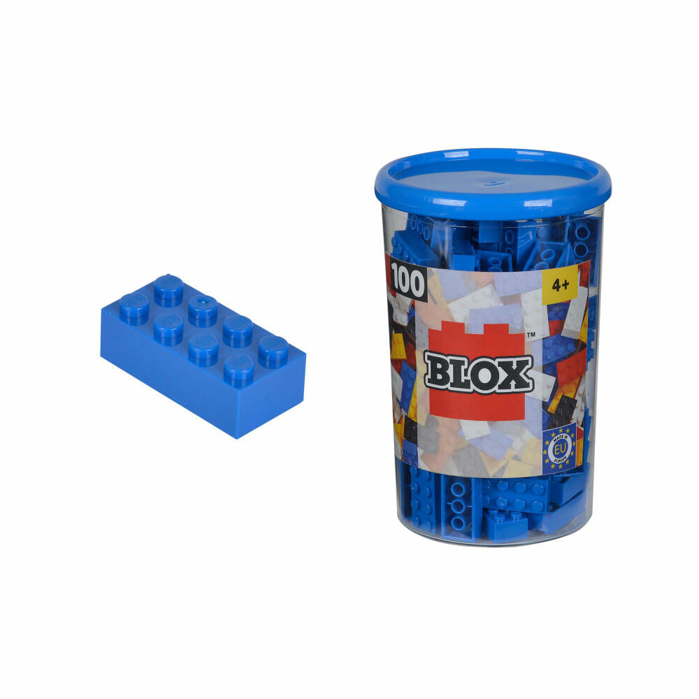 Simba Blox 100 Blue 8-Piece Bricks in a Tin, Building Blocks, Children's Toys, 100 Pieces, 104118906