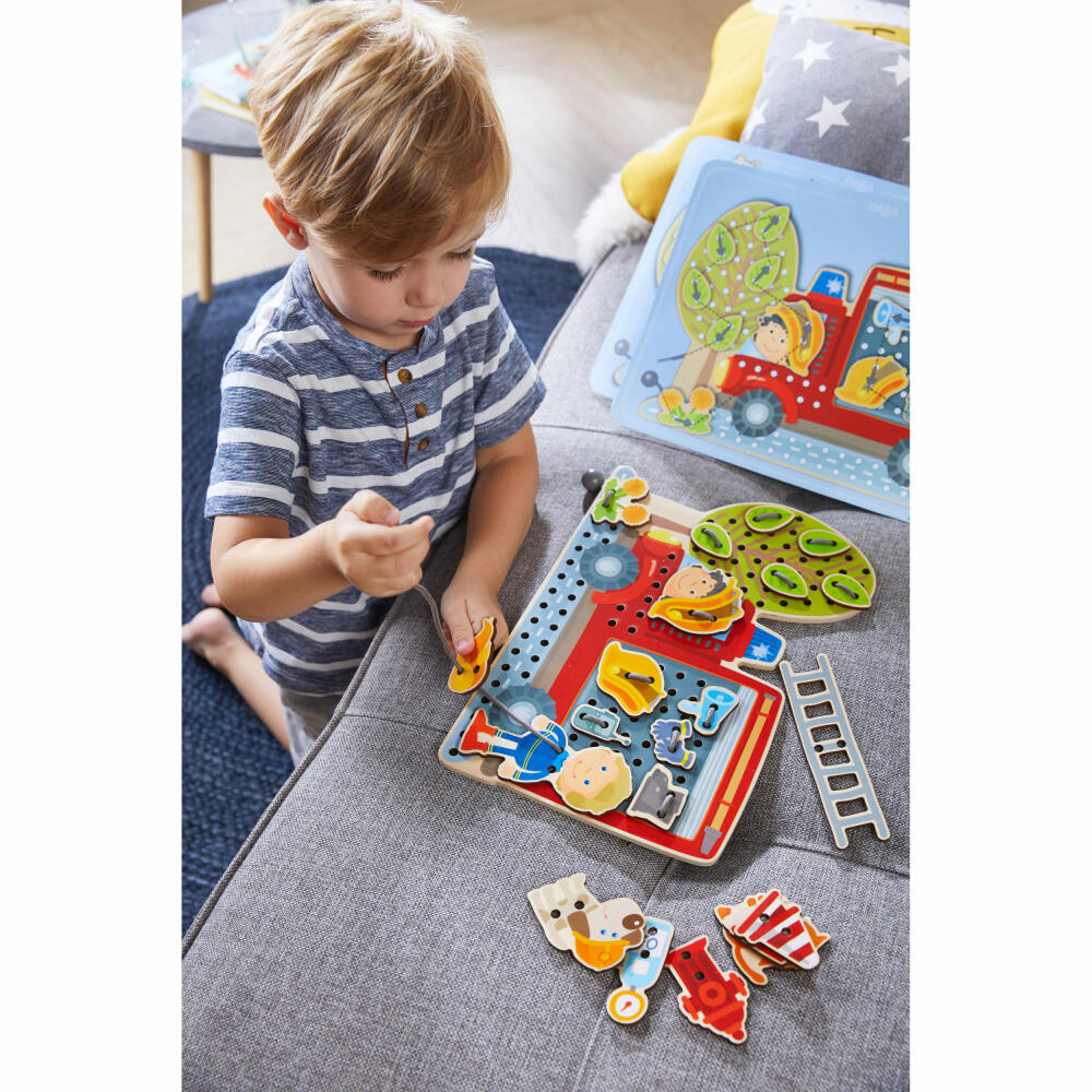 HABA Threading Game In Action, Craft Game, Creative Game, Ages 3+, Polyester, Plywood, 305287