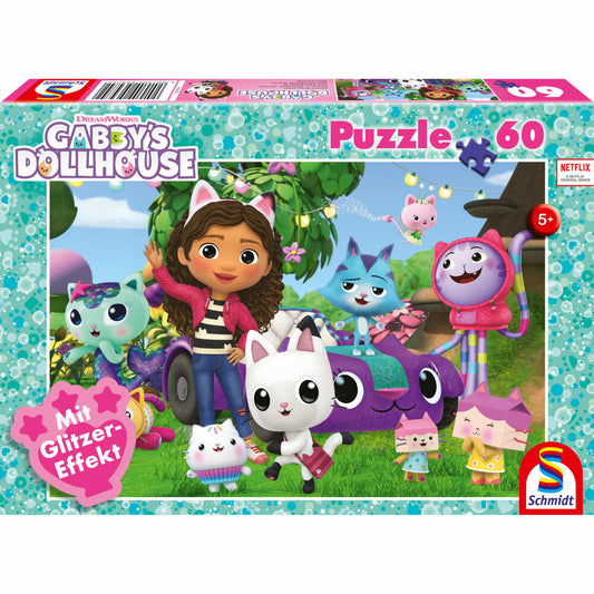 Schmidt Spiele Gabbyss Dollhouse Happy Friends, Puzzle, Children's Puzzle, Glitter Puzzle, 60 Pieces, 56474