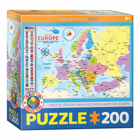 Eurographics Puzzle Europakarte, Geographie, 200 Teile, 48 x 33 cm, 6200-5374