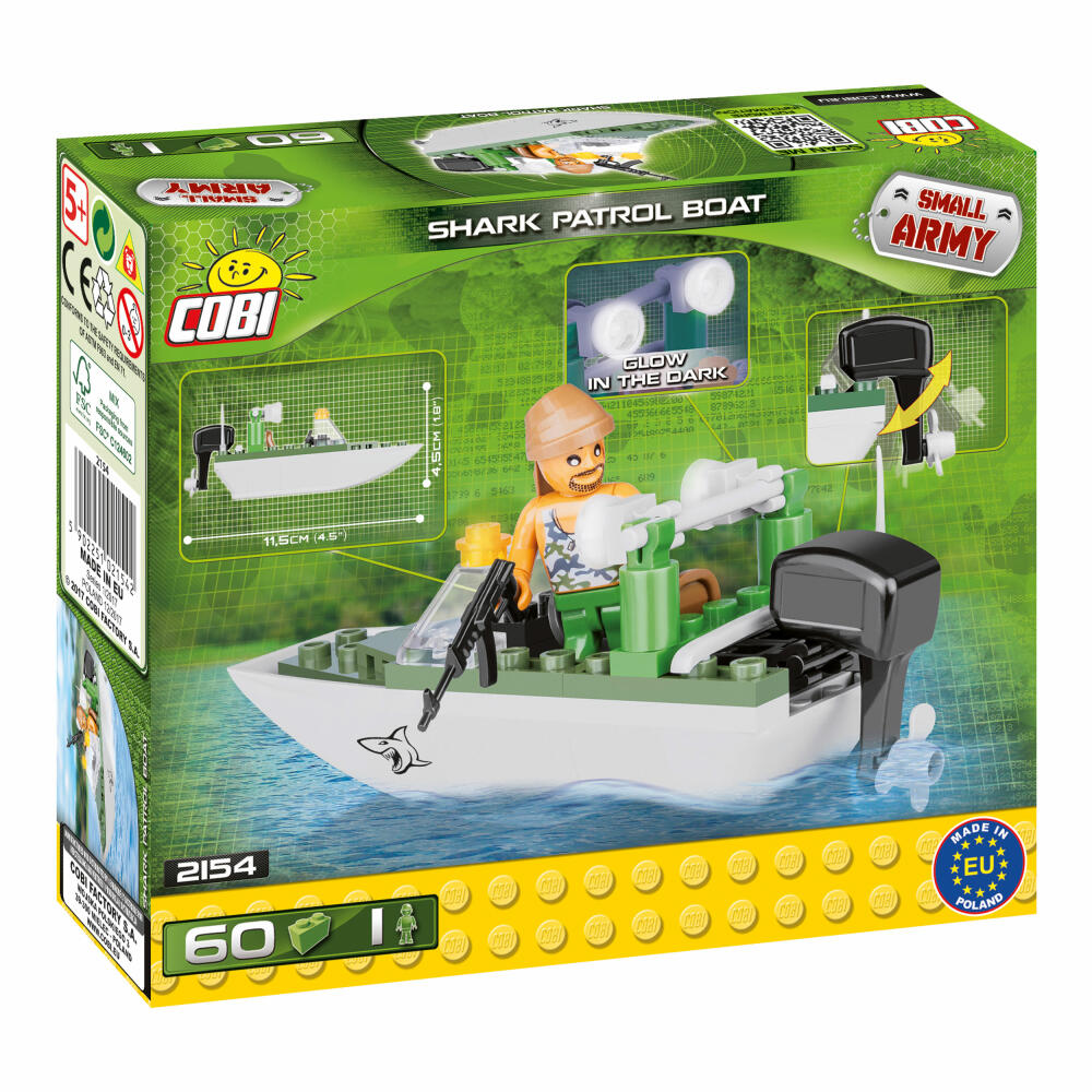 COBI Small Army Shark Patrol Boat, Militär, Soldaten, Schiff, Spielzeug, Konstruktionsbausteine, 60 Teile, 2154