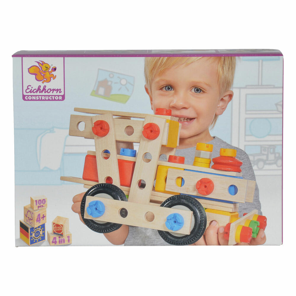 Eichhorn Constructor large locomotive set, 100 pcs., construction kit, building set, construction kit, children's toy, wood, 100039027