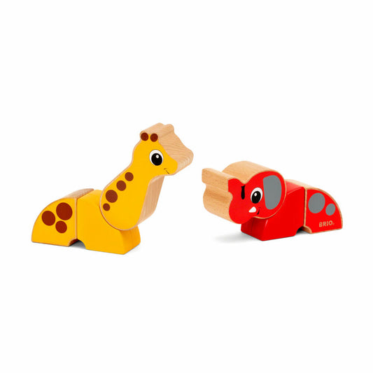 BRIO Magnet-Tiere Elefant und Giraffe, 6-tlg., Magnetisches Spielzeug, Holzspielzeug, Kleinkind, 30284