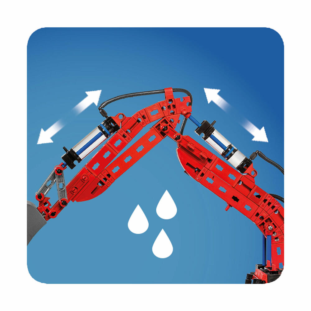 fishertechnik Profi Hydraulic, Hydraulik Baukasten, Kinder Spielzeug, Bau Konstruktionsspielzeug, 475 Teile, 5 Modelle, ab 9 Jahren, 548888
