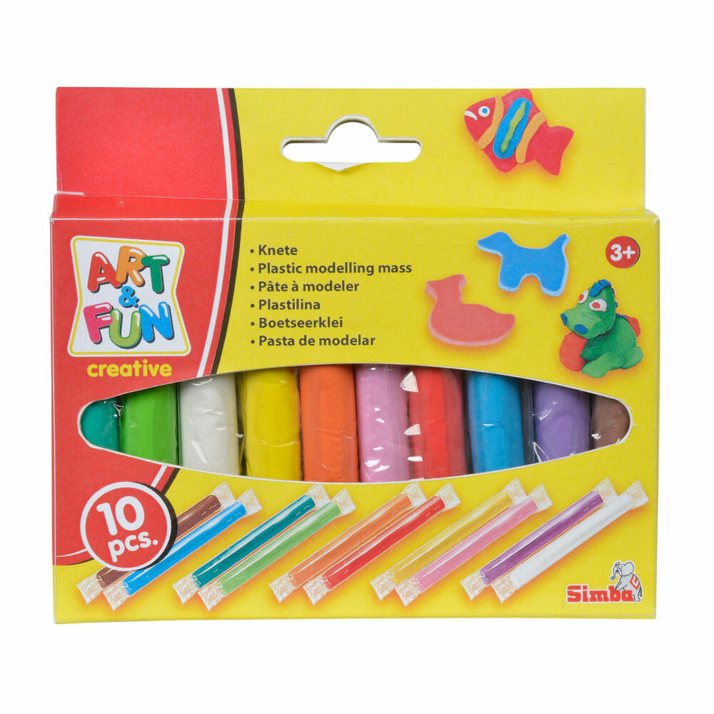 Simba Art & Fun Knetstangen, Knetset, Knete, Bastelknete, Knetgummi, Weichknete, 10 Stangen, 106324169