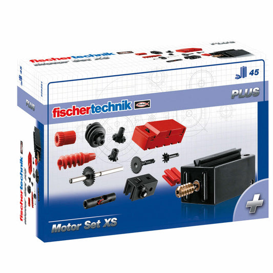 fischertechnik Plus Motor Set XS, 45-tlg., Integriertem Polwendeschalter, Block Batterie, Ersatzteil, Motorikspielzeug, Erweiterungsset, 505281