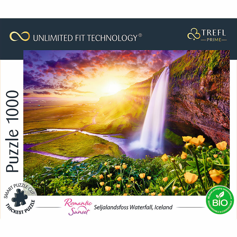 Trefl Puzzle UFT Romantic Sunset: Waterfall on Iceland, 1000 pieces, 68.3 x 48 cm, 10756