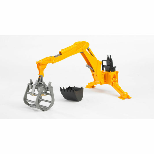 Bruder Agriculture Rear Excavator with Grabber, for Profi Series Tractors, Excavator, Model Vehicle, Toy, Accessories, 02338