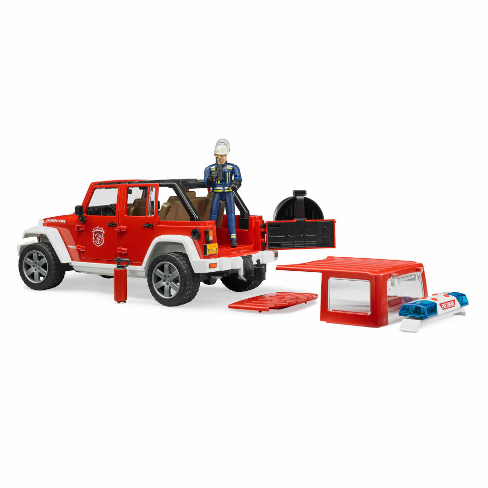Bruder Einsatzfahrzeuge Jeep Wrangler Unlimited Rubicon Feuerwehrfahrzeug, mit Feuerwehrmann, Feuerwehr Auto, Modellfahrzeug, Modell Fahrzeug, Spielzeug, 02528
