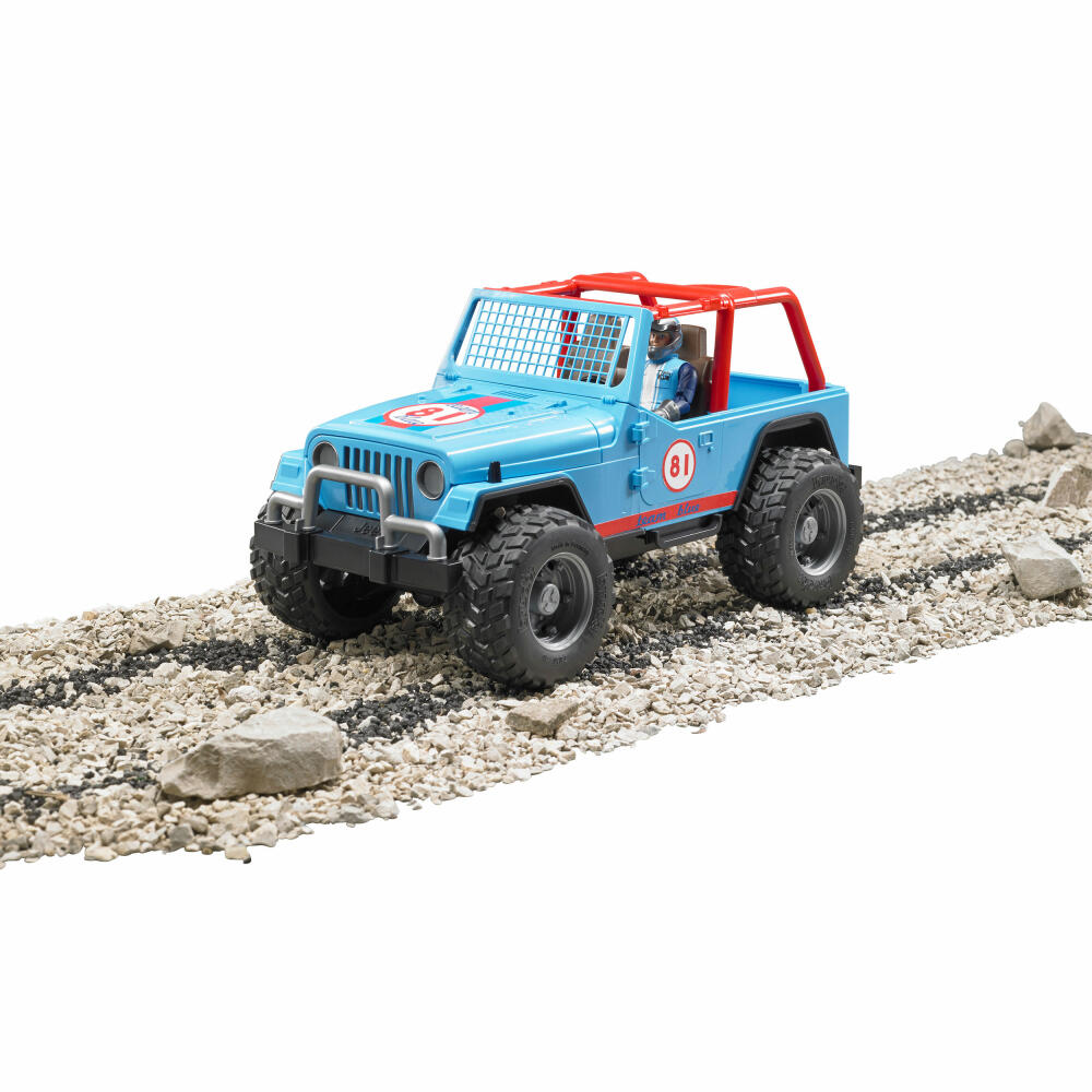 Bruder Freizeit Jeep Cross Country Racer Blau, mit Rennfahrer, Modellfahrzeug, Modell Fahrzeug, Spielzeug, 02541