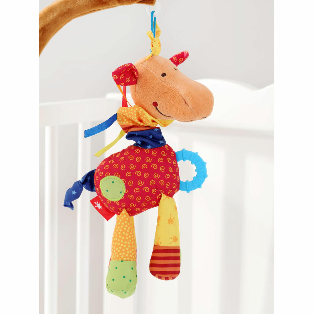 sigikid PlayQ Anhänger Giraffe, Greifling, Beißring, Rassel, Babyspielzeug, Baby Spielzeug, Baumwolle / Microfaser-Plüsch, H 24 cm, 40103