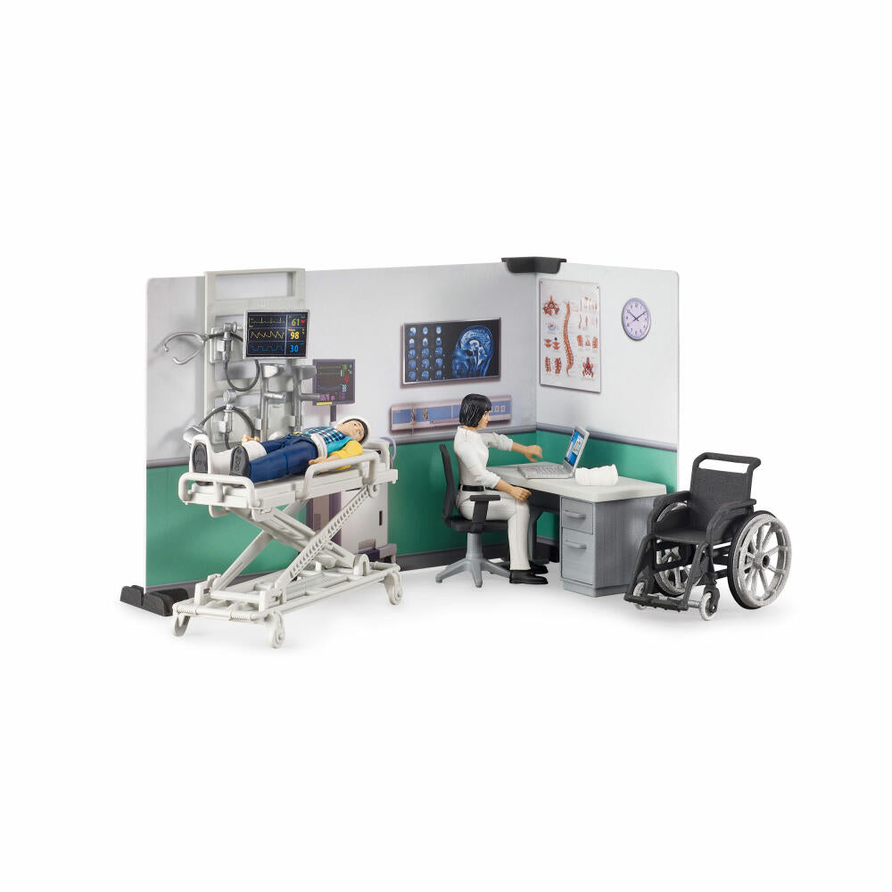 Bruder bworld Krankenstation, Ärztin, Patient, Krankenhaus, Spiel Figur, Zubehör, Spielzeug, 62711