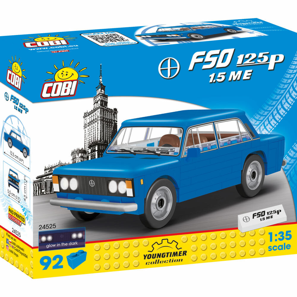 COBI Youngtimer Collection FSO 125p 1.5 ME, Car, Vehicle, Collectible Cars, Toys, Games, Construction Blocks, Plastic, 92 Parts, 24525
