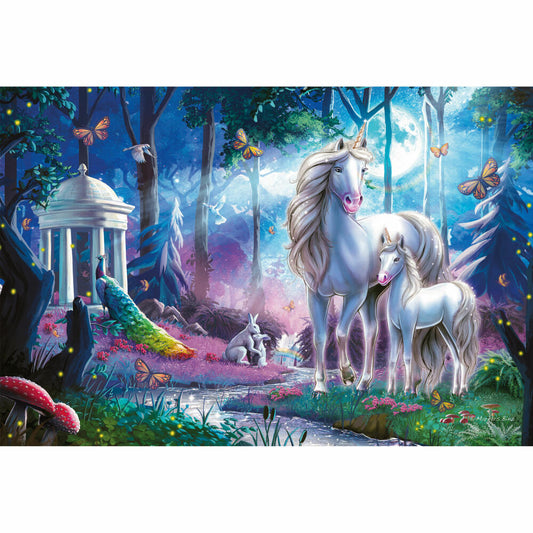 Schmidt Spiele Children's Puzzle Standard Unicorn Mare with Foal, Children's Puzzle, 200 Pieces, 56486