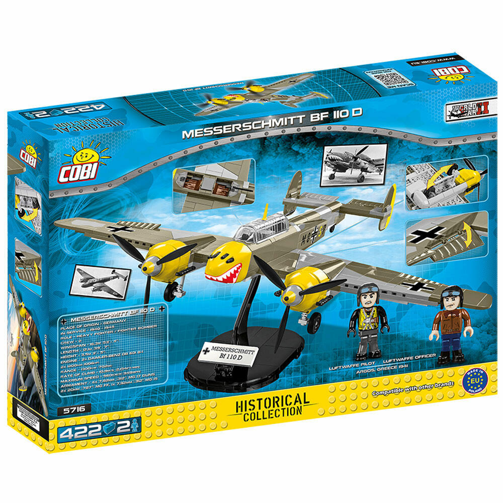 COBI World War 2 Messerschmitt Bf 110 D, Militär, Soldaten, Flugzeug, Spielzeug, Konstruktionsbausteine, Kunststoff, 422 Teile, 5716