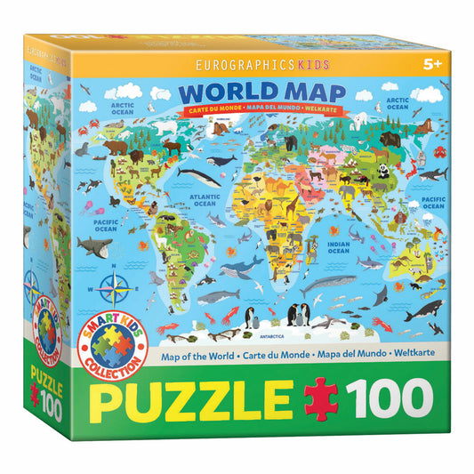 Eurographics Puzzle Weltkarte illustriert, 100 Teile, 48 x 33 cm, 6100-5554